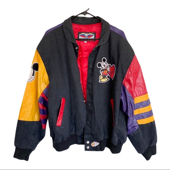 Vintage Jackets & Blazers - 🍋 JEFF HAMILTON Disney Mickey Bomber Jacket